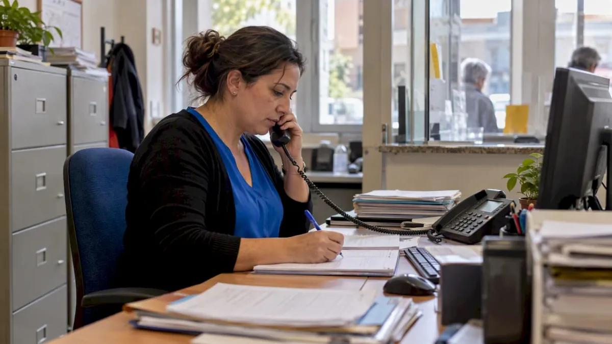 Empleada municipal responde una llamada de un ciudadano