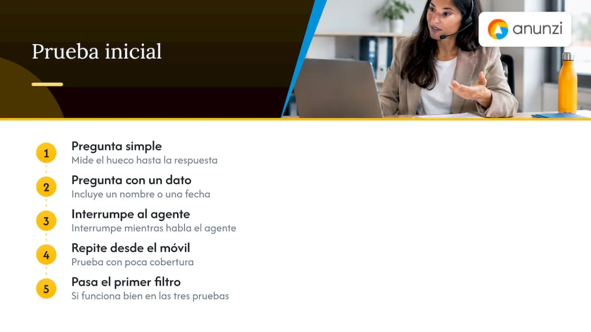 Pasos para probar un agente de voz