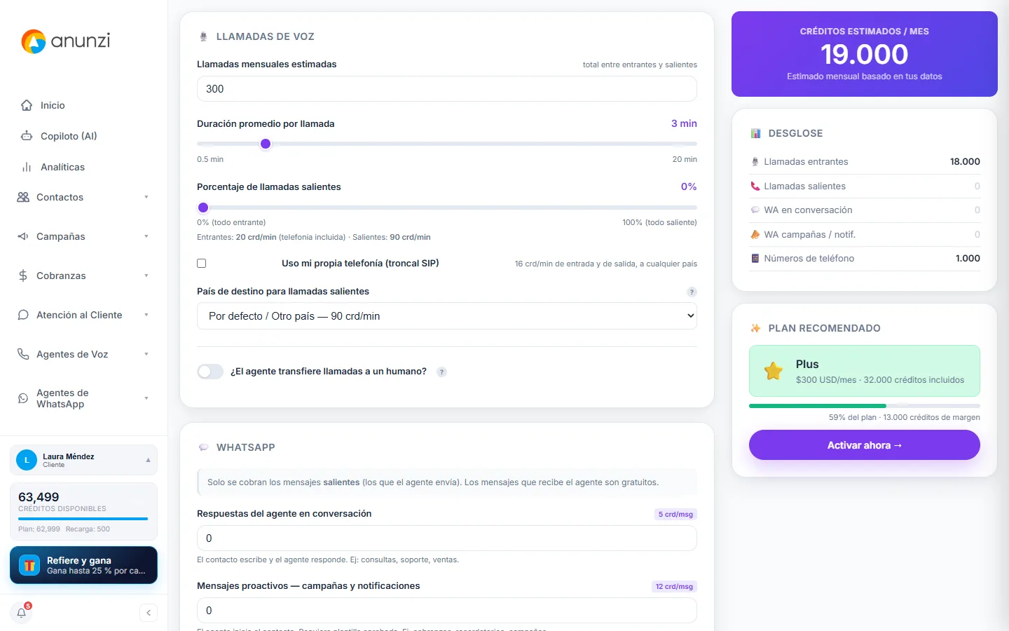 Calculadora de créditos