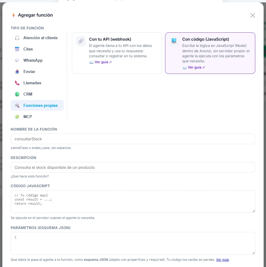 Crear una función de código